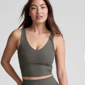 Beyond Yoga S Spacedye Good Day Cropped Tank True Gray Heather Grey TINY FLAW